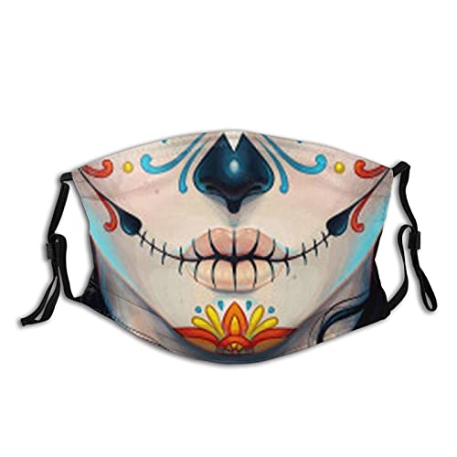 Dead Day Sugar Skull Face Mask, Washable Reusable Adjustable Adults Masks With Filter Balaclava For Women Men #TOP28