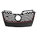 Partsflow Front Upper Main Matte Black W/Red Trim Mesh Grille For 2006 2007 2008 2009 Volkswagen VW GTI For 2006 2007 2008 2009 Volkswagen VW Mk5 Jetta