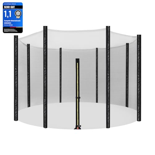 SONGMICS Ersatznetz für rundes Trampolin, Ø 366 cm, Sicherheitsnetz für 8 gerade Pfosten, rundes Netz, Schwarz STN12FT