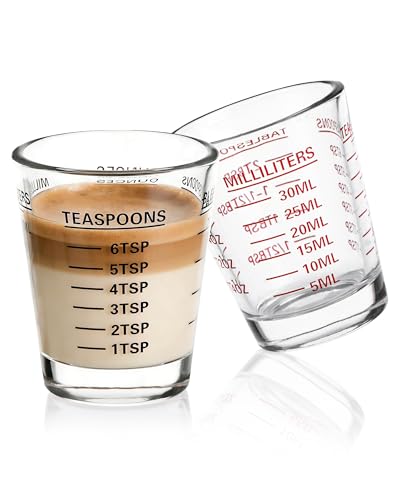 Image of Shot Glass Measuring Cup Set, 2 Pack Espresso Shot Glasses (RED&Black)