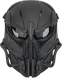 Airsoft Skull Full Face Protective Mask,Gray Lens for Cs Wargame Halloween Cosplay Costume PartyTactical Airsoft Mask (Black)