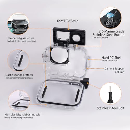 Carcasa impermeable DJI Osmo Action 6 submarina de 60 metros con láminas antiniebla 7