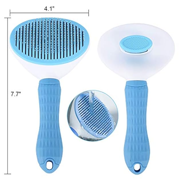 Depets Self Cleaning Slicker Brush, Dog Cat Bunny Pet Grooming Shedding Brush - Easy to Remove Loose Undercoat, Pet Massaging Tool Suitable for Pets with Long or Short Hair-dyWto3Vo