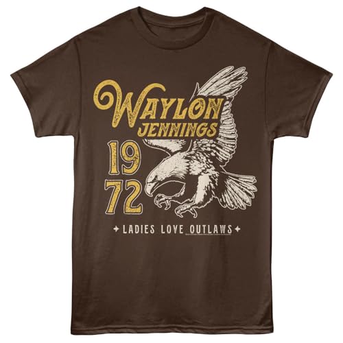 Waylon Jennings T Shirt 72 Eagle Adult Dark Chocolate Short Sleeve Country Music Retro Style Graphic Tee