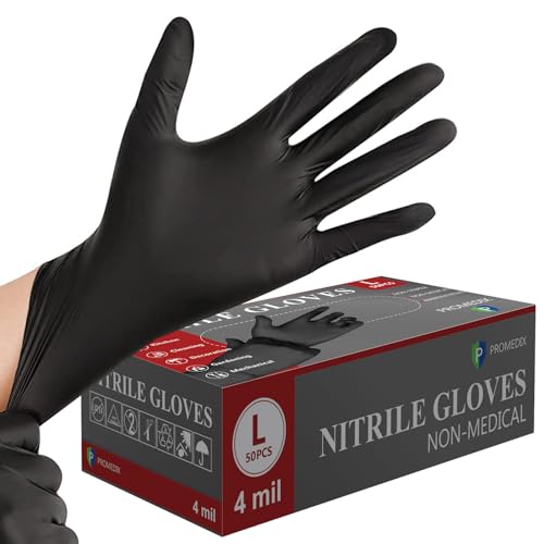 PROMEDIX P Nitrile Disposable Gloves,4mil Gloves Disposable Latex Free,Powder Free for Cooking,Household,Food safe