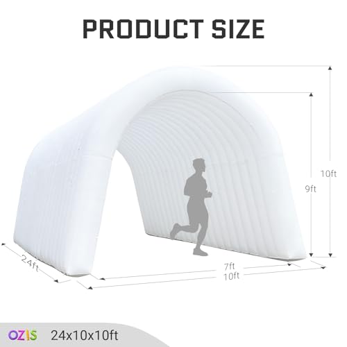 Image of OZIS 24FT Inflatable Tunnel Sports Entrance with Installed Blower Inflatable Tunnel Tent for Business Advertising Event Exhibition Promotion,Street,Shop,Supermarket,School(White, 24x10x10Ft)