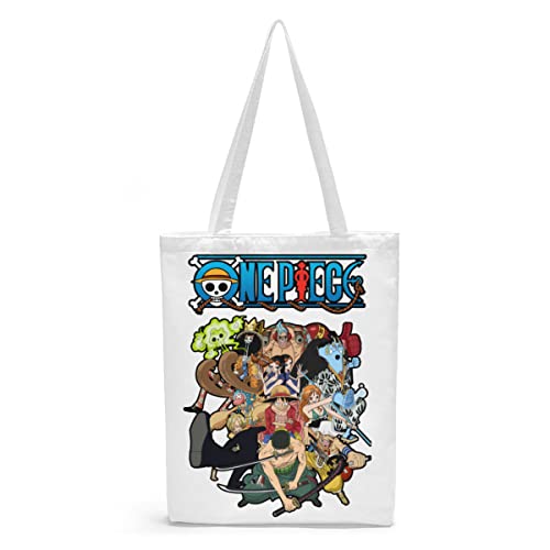 [SteveMarke] ワンピース ルフィ ゾロ エース トートバック エコバッグ サンジ シャンクス ロビン ナミ サボ ボア チョッパー ロー エコバッグ キャンバス 大容量 バック ショルダー バック 萌え 限定 グッズ （S）