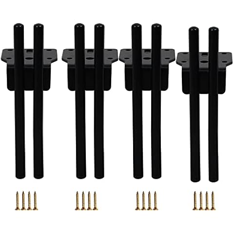 Kualuzt 7 inch Black Furniture Legs Set of 4 Heavy Duty Metal feet for Sofa Couch Dresser Cabinet Coffee Table Dresser TV Stand Cabinet Replacement with Rubber feet (7 inch, Black) Cover