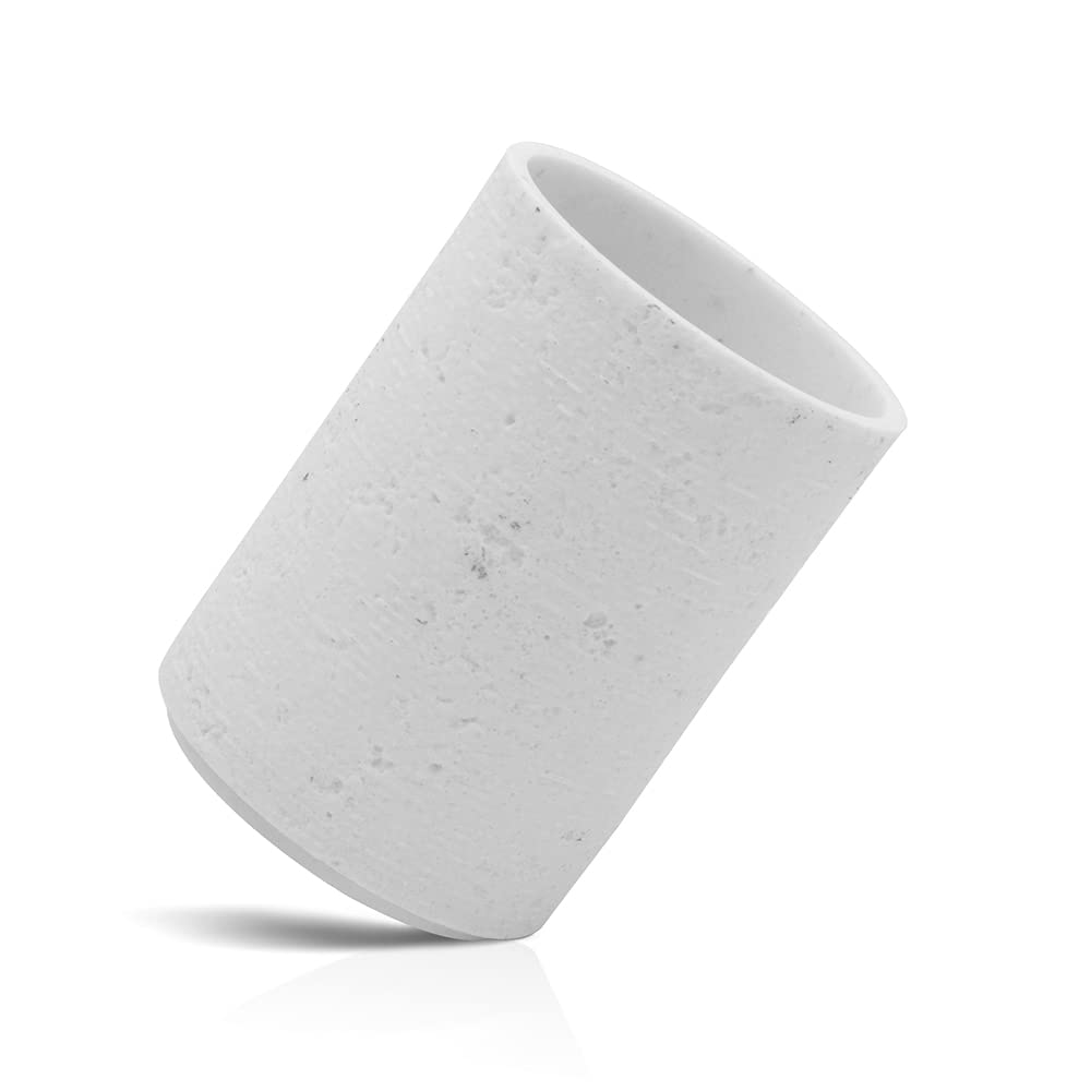 Set Accessori Bagno 4 Pezzi Effetto Pietra Grigio - Dispenser E Portaspazzolini - Foto 9