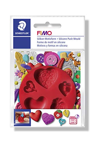 STAEDTLER - Fimo Accessoires - Moule flexible en silicone - Motif Coeurs - Diamètre 7 cm - 8725 23