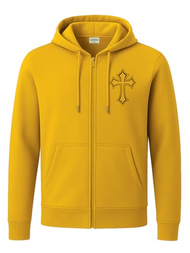 Image of ADRO Men's Regular Fit Zip-Up Hoodie for man | 320 GSM Cotton Poly Fleece Zipper Sweatshirt with Soft Fabric & Printed Hoodies