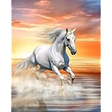 クロスステッチ キット DIY 人気図案印刷 大人 11CT 初心者上級者手作刺しゅうキット ホームの居間 壁ア装飾 - 走っている馬- 40x50cm
