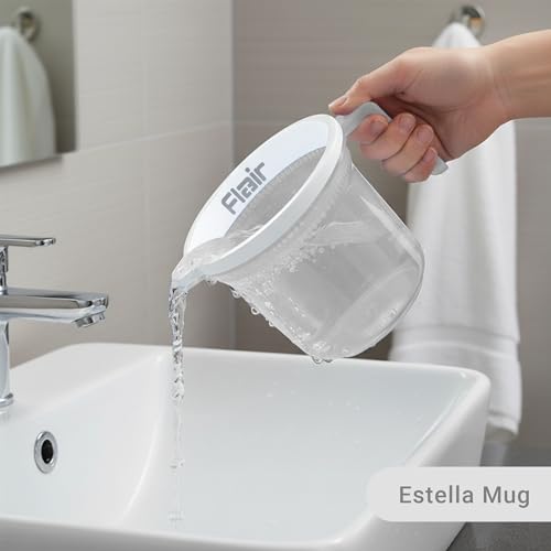 Image of FLAIR Estella Crystal Plastic Bath Mug 1.5 LTR - Durable, Lightweight & Stylish - Ideal for Daily Use in Bathroom & Kitchen (Clear)