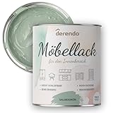 derendo Möbelfarbe ohne schleifen Matt 0,75 L Möbellack -Hochdeckend- Holzfarbe innen – Kreidefarbe für Möbel, Türen & Fronten – Strapazierfähiger Holzlack, geruchsarm (Salbeigrün)