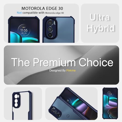 Image of Outlouders Back Cover for Motorola Moto Edge 30 | Ultra Hybrid Transparent | Full Camera Protection | Raised Edge | Crystal Clear Bumper Case (Blue)