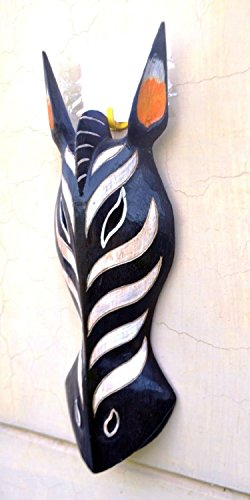 Aapnocraft Zebra Wall Sculpture Wooden Zebra Wall Mask African Animal Wall Figurine Wall Decor & Showpiece 19.5" #TOP1