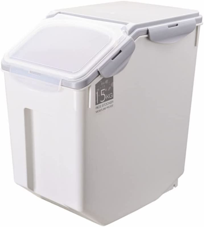 Extra Large Food Containers, Rice Bucket，Food Storage Bins with Lids & Scooper, BPA Free Airtight Kitchen Storage Containers to Store Dry Food, Cat/Dog Food Storage Container-15kg