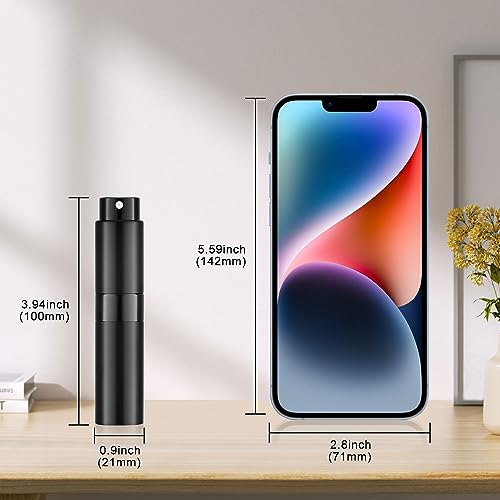 Image of Mini Perfume Atomizer, 5PCS Portable Travel and Go Perfumer, 8ML Spray Bottle, Refillable Aluminium Perfume Bottle for Women and Men, Black