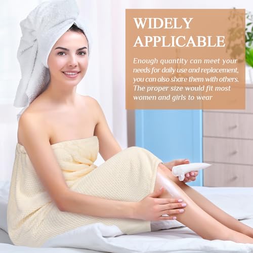 Image of 4 Pcs Towel Wrap for Women Waffle Spa Robe with Adjustable Closure Elastic Top Lightweight Wraps for Bath Shower