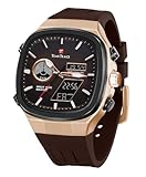 TEARTRACE Men’s Watches Analog Digital Quartz Waterproof Sport Watches for Men Chronograph Alarm Multifunctional Wrist Watch with Silicone Strap