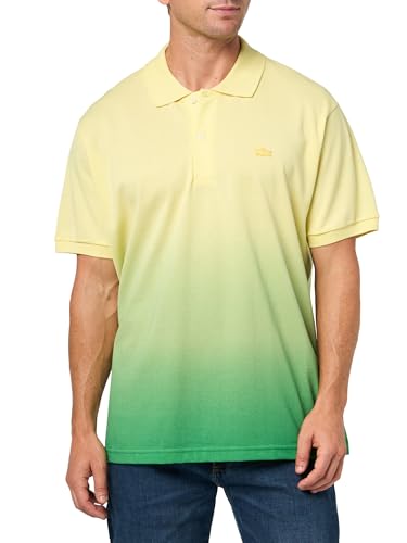Lacoste Men's Classic Fit Ombré Print L.12.12 Polo Shirt, Yellow & Calathea, Large