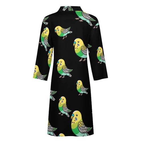 Cute Budgie Bird Mens Robe Nightgown Lightweight Knee Long Bath Robe Spa Bathrobe Loungewear4