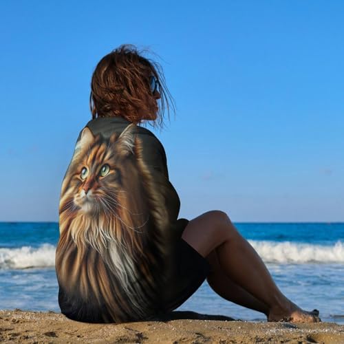 Serviette de plage à séchage rapide motif chat fluffy long-haired - 5