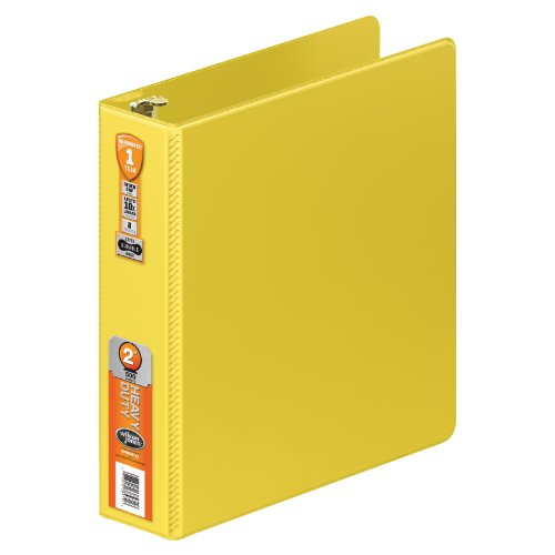 Wilson Jones Heavy Duty Round Ring Binder with Extra Durable Hinge, 2-Inch, Yellow (W364-44-113)