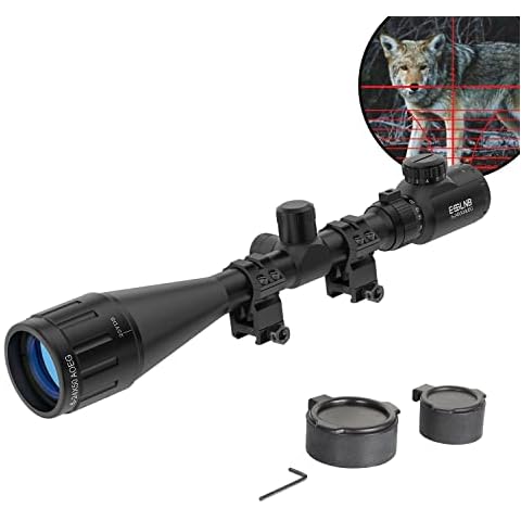 ESSLNB Air Rifle Scope 6-24x50 Rifle Scopes with Mil-Dot Rangefinder AOEG 5 Brightness Settings with 20mm/22mm Picatinny Rail Mount and Covers for Hunting Cover