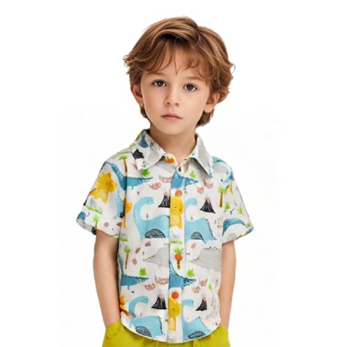 Fashion Boys Dinosaur Style Printed Casual Polo Shirt2