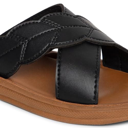 Image of BELLA Women Fashion Flat Slip On Black Sandal | Durable | Stylish | Comfortable | Slip Resistant | Lightweight and Breathable