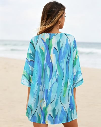 Image of CHICGAL Womens Floral Kimono Cardigan Beach Cover Up Casual Summer Tops