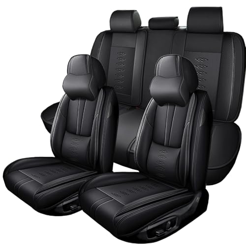 QUFEI Full Set Seat Covers for Chevy Spark 2013-2022,Leather Car Seat Cover,Soft Seat Cushion Covers with Airbag,Waterproof Automobile Seat Protectors for Spark(Black,Deluxe)