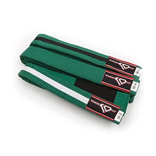 Ko Sports Gear - Brazilian Jiu Jitsu Belt - Knockout Label Youth Bjj Gi For Kids With Ranking Stripes Martial Arts Belts (Grey & White, M3) #TOP5