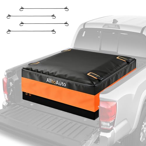 [Jumbo 38 CuFt] Truck Bed Cargo Bag, 100% Waterproof Heavy Duty Pickup Storage Bag (58"x49"x23"), Heat-Welded Seams & 3-Side Zipper, Fits Full-Size Trucks for Moving & Camping by AlltoAuto - Used condition - US$88.52