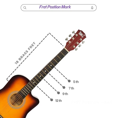 Image of BLUEBERRY B-D38, Acoustic Guitar Kit Inbuilt Truss Rod with Bag, Strap, One Pack Strings And Picks - 38 Inch (Sunburst)