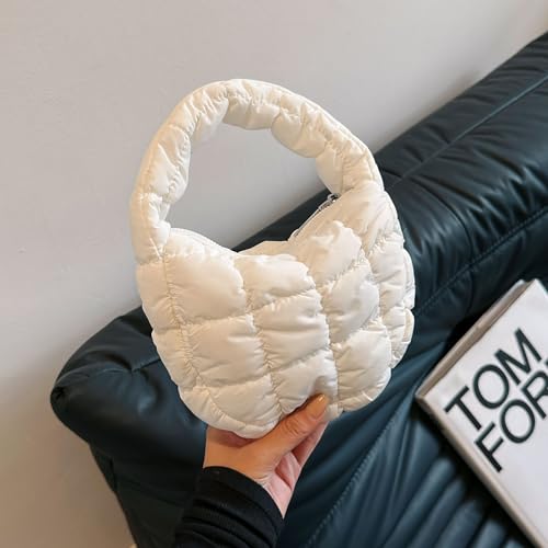 Image of Quilted MINI Handbag and Purses Women Puffer Nylon Hobo Cotton Padded Purse Work Travel Lightweight