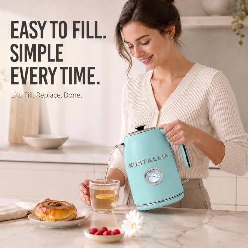 Nostalgia Retro Electric Kettle,1.7L Enamel-Coated Stainless Steel - Aqua - image 4