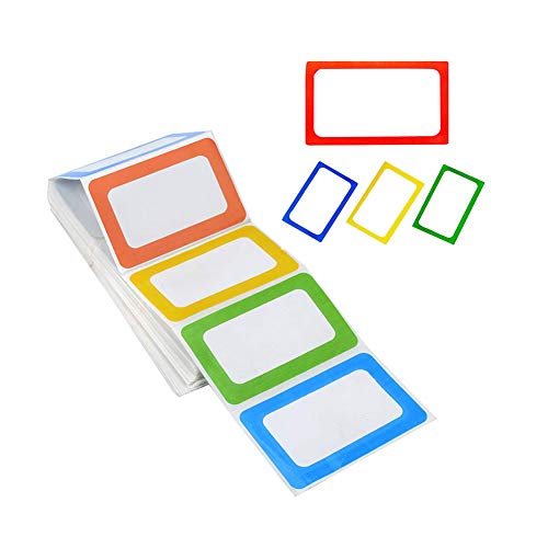 RBHK 4 Colors Adhesive Name Tag Labels, 200 Stickers 3 1/2 X 2 1/4 Plain Tags for Office & School