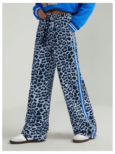 Floerns Women's 90s Cheetah Print Wide Leg Sweatpants Drawstring Elastic Waist Casual Pants4