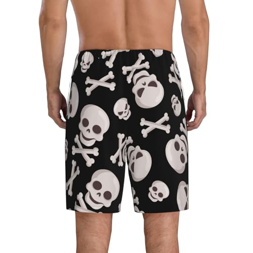 Black White Skull Bone Mens Pajama Pants With Pocket Soft Sleep Shorts Lounge Shorts Pj Pants For Men3