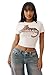 True Religion Women's Crystal Leopard Baby Tee – Fitted Short Sleeve Graphic T-Shirt- Winter White, M