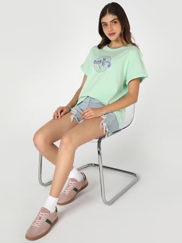 Image of Bewakoof Women's My Badass Graphic Printed 100% Cotton T-Shirt - Boyfriend Fit, Round Neck, Half Sleeve