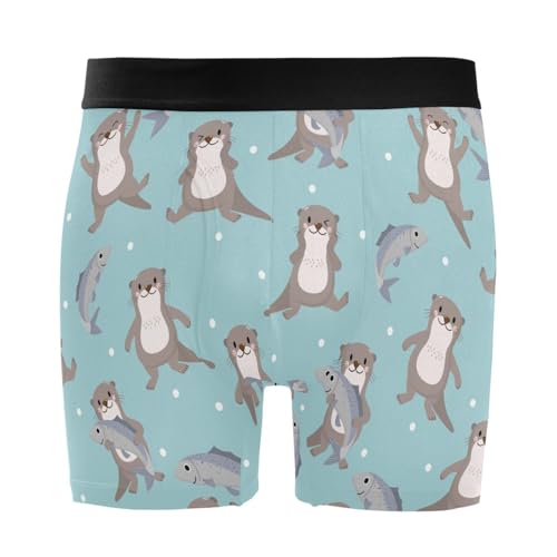 Men's Cute Sea Otters Boxer Briefs Soft Comfort Sports Underwear S-XXL