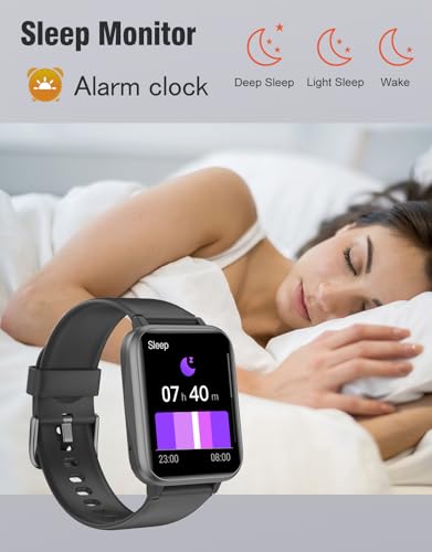 Fitness Tracker Fitness Watches for Women Men (Make/Answer Calls), 1.85" Smart Watch for iPhone/Android Phones, Heart Rate/Sleep Monitor Steps Tracker Watch Pedometer IP68 Waterproof (Dark Black)