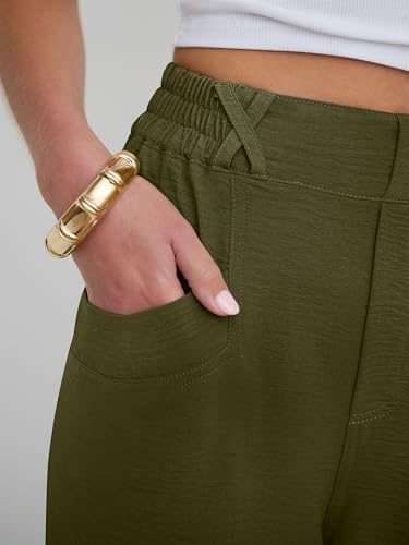 Image of ANRABESS Womens Pants Elastic Waist Summer Casual Harem Barrel Lounge Work Slacks Cropped Beach Vacation Clothes with Pockets