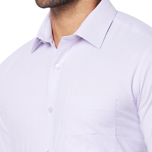 Image of Raymond Men Slim Fit Structure Pattern Pure Cotton Semi Cutaway Collar Full Sleeve Formal Shirt
