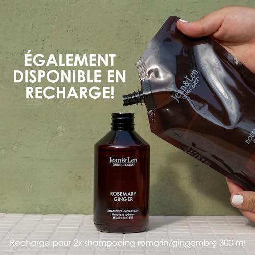Jean & Len Shampooing hydratant Rosemary & Ginger, pour cheveux secs et cassants, avec complexe hydratant, parfum frais et épicé de romarin et de gingembre, sans parabènes ni silicones, 300 ml – Image 6