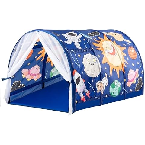 ANC POP Bed Tent for Kids with LED Strip Lights Toddler Bed Tent Foldable Game House for Children Play Tents for Girls Boys Sleeping Canopy Playhouse (Dark Blue - Space) Cover