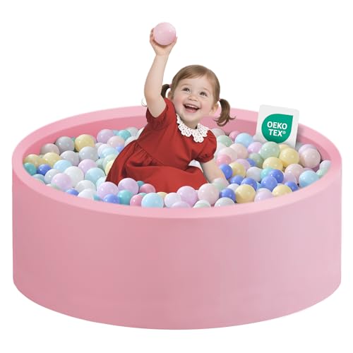 Image of Zedachica Ball Pit for Toddlers 35.43''x11.81 Baby Ball Pits Soft Memory Foam Ball Pit Round Kids Ball Pit Indoor Game Kids Play Ball Pool Ideal Gift for Girls and Boys (Pink, NO Balls)